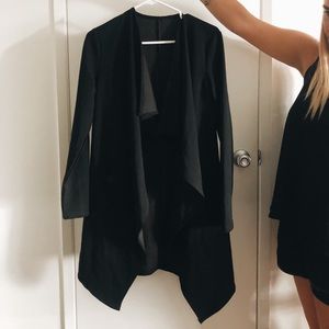 Black long sleeve wrap cardigan